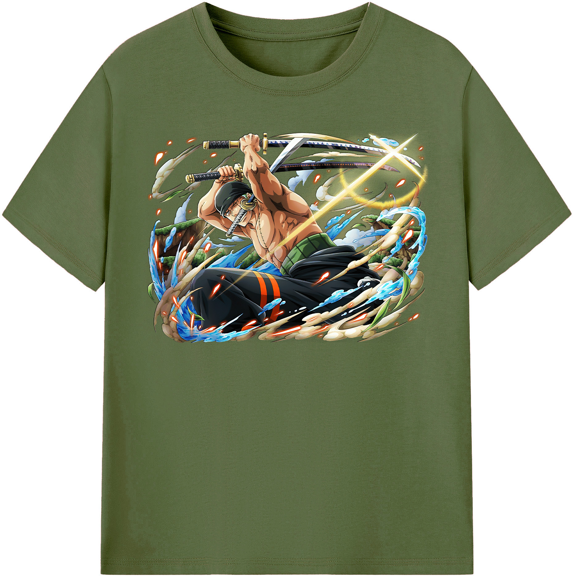 ワンピース ロロノア・ゾロ ONE PIECE Roronoa Zoro 綿100％半袖Tシャツ（フロントプリント）
